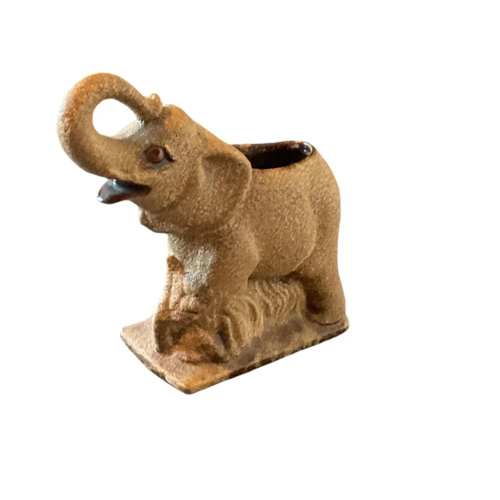 VTG Elephant Planter Royal Haeger Pottery Trunk Up Sand Glaze Animal MCM USA 7